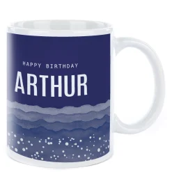 Card Factory Personalised Birthday Mug - Blue Gradient, Editable Age & Recipient