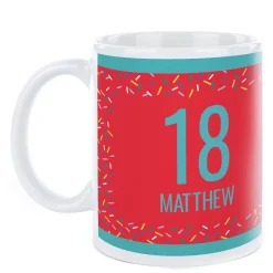 Clearance Personalised Birthday Mug - Red Confetti, Editable Age & Recipient 18Th Birthday|Personalised Mugs