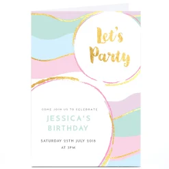 Online Personalised Birthday Party Invitation - Gold & Pastel Invitations|Birthday Party