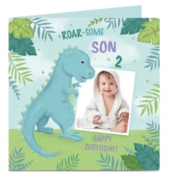 Personalised Birthday Photo Card - Roar-Some Birthday ! Kids Premium Square|For Kids