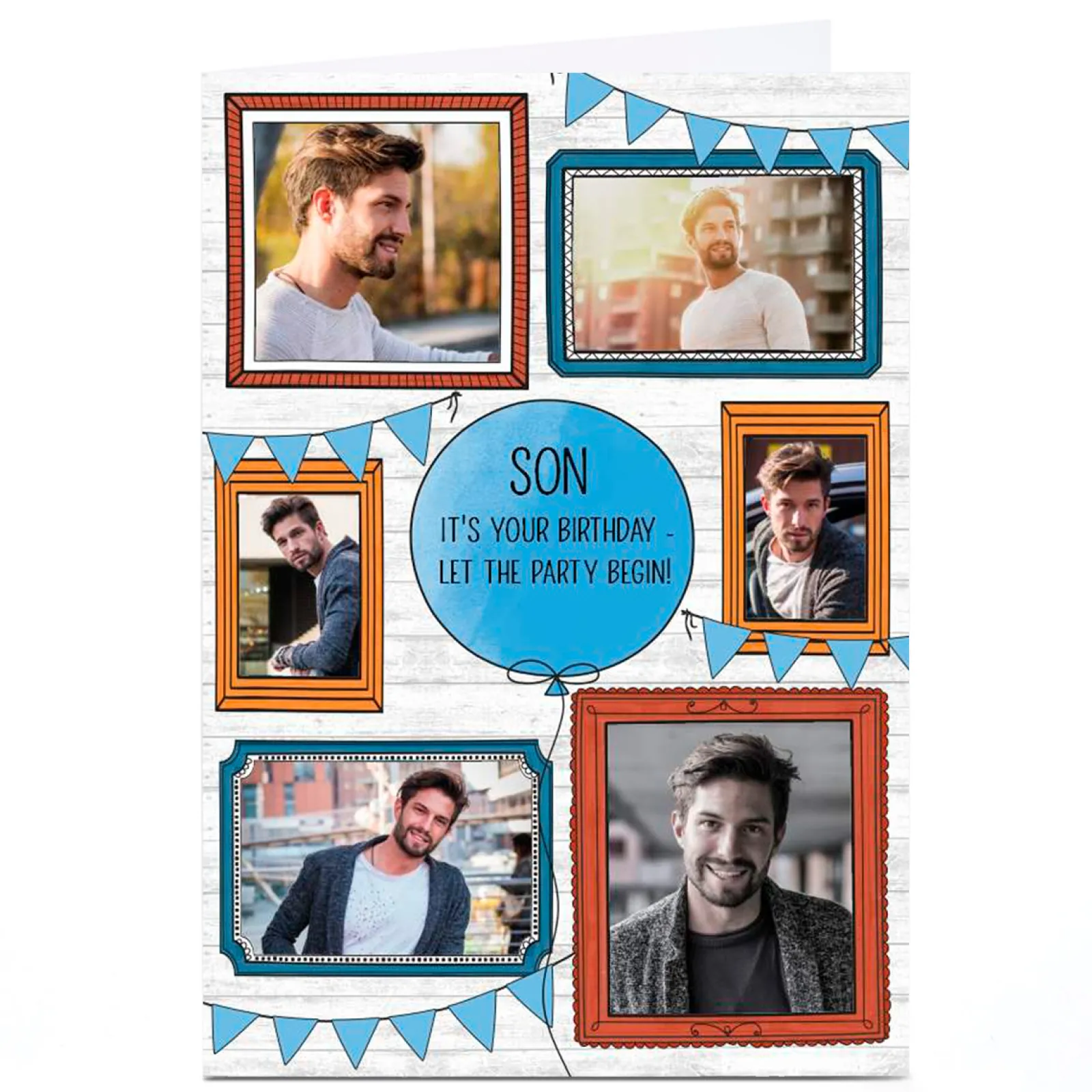 Outlet Personalised Birthday Photo Card - Frames & Bunting, Son For Son|Son