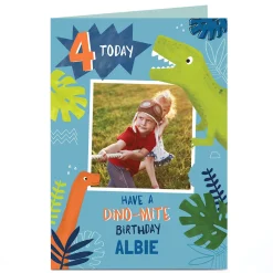 Kids Card Factory Personalised Birthday Photo Card - Dino-mite Birthday