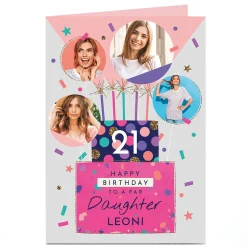 Clearance Personalised Birthday Photo Card - Birthday Cake, Editable Age For Sister|For Granddaughter