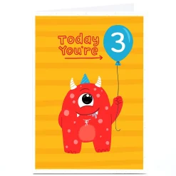 Outlet Personalised Blue Kiwi Birthday Card - Monster Editable Age Kids For Son|For Granddaughter