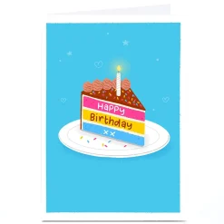 Card Factory Personalised Blue Kiwi Birthday Card - Cake, Pansexual Pride Flag