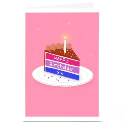 Card Factory Personalised Blue Kiwi Birthday Card - Cake, Bisexual Pride Flag