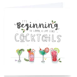 Card Factory Personalised Blue Kiwi Christmas Card - Cocktails