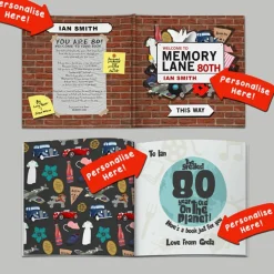 Card Factory Personalised Book - Memory Lane 80th Birthday