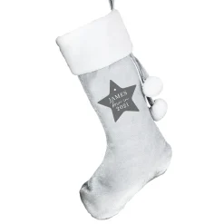 Personalised 'Born In' Luxury Silver Christmas Stocking Kids Gifts For Kids|Gifts For Him