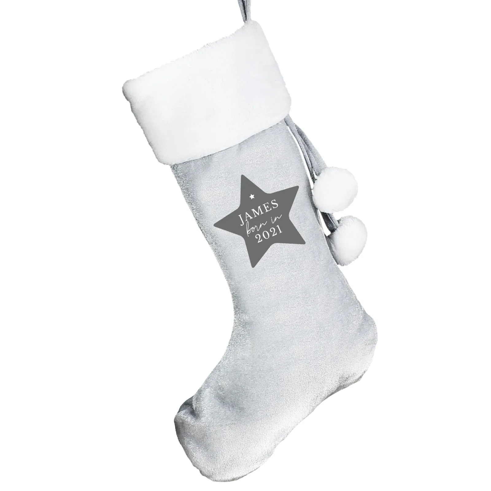Personalised 'Born In' Luxury Silver Christmas Stocking Kids Gifts For Kids|Gifts For Him