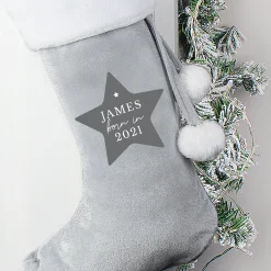 Personalised 'Born In' Luxury Silver Christmas Stocking Kids Gifts For Kids|Gifts For Him