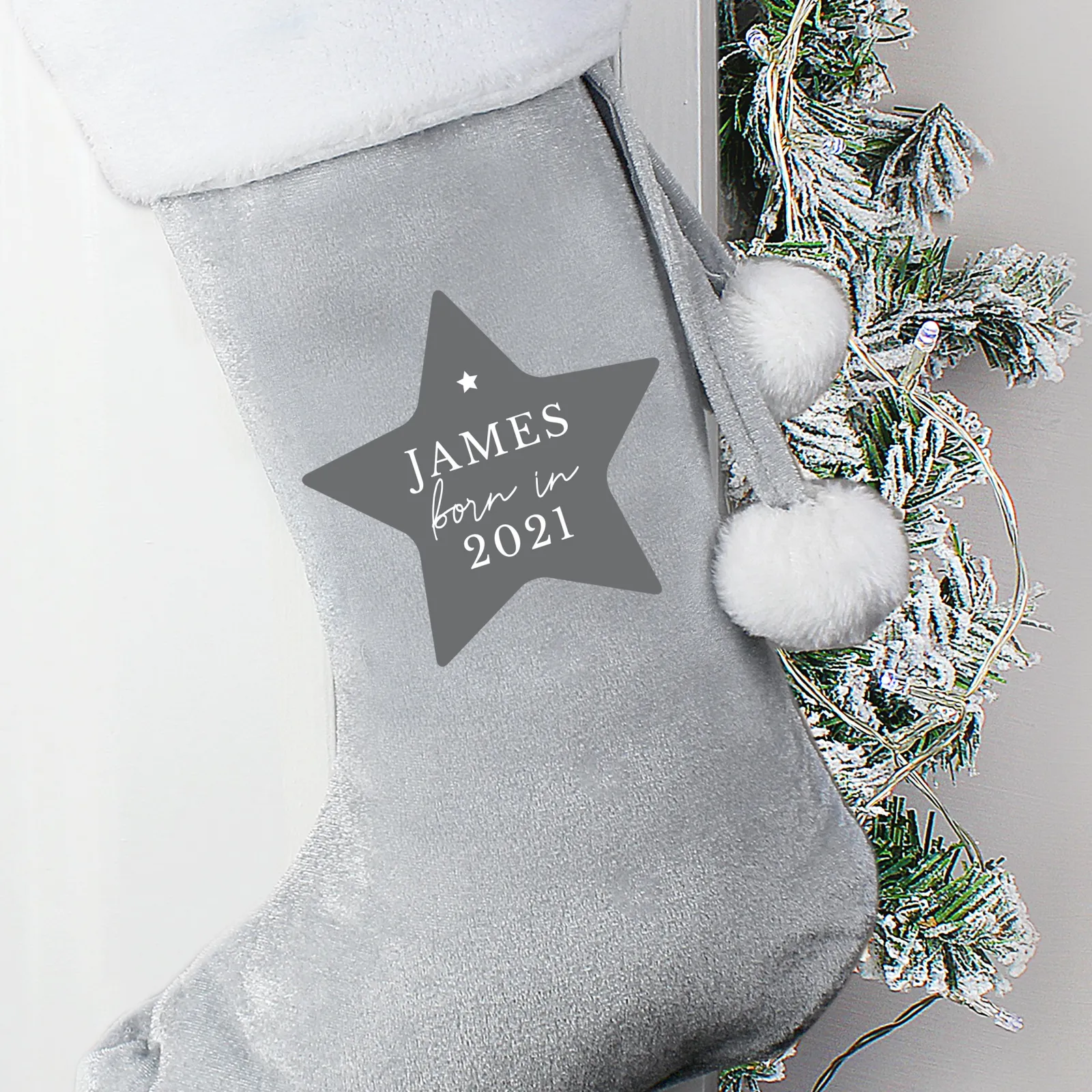 Personalised 'Born In' Luxury Silver Christmas Stocking Kids Gifts For Kids|Gifts For Him