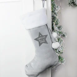 Personalised 'Born In' Luxury Silver Christmas Stocking Kids Gifts For Kids|Gifts For Him