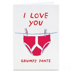 Card Factory Personalised Brainbox Candy Valentine's Day Card - Love You Grumpy Pants