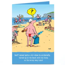 Card Factory Personalised Card - Beach Thong Cartoon