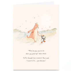 Card Factory Personalised Card - Bear & Puffin Holding Hands