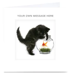 Personalised Card - Cat And Goldfish Any Occasion|Thank You