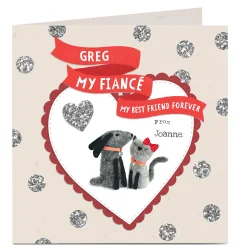 Personalised Card - Cat and Dog Fiance Premium Square|Anniversary