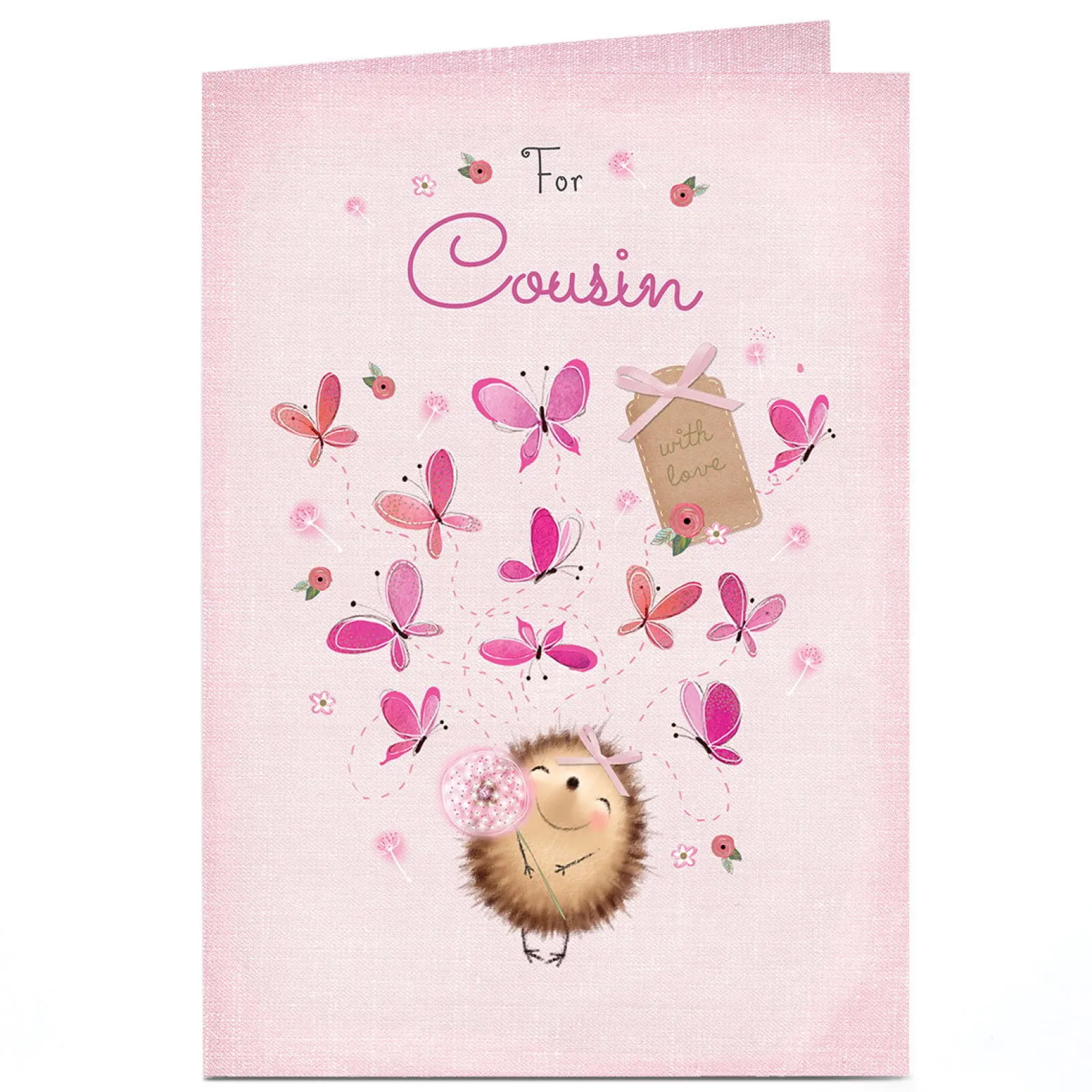 Kids Card Factory Personalised Card - Cousin Happy Hedgehog