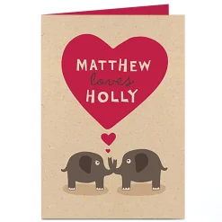 Personalised Card - Elephants In Love Wedding|Engagement