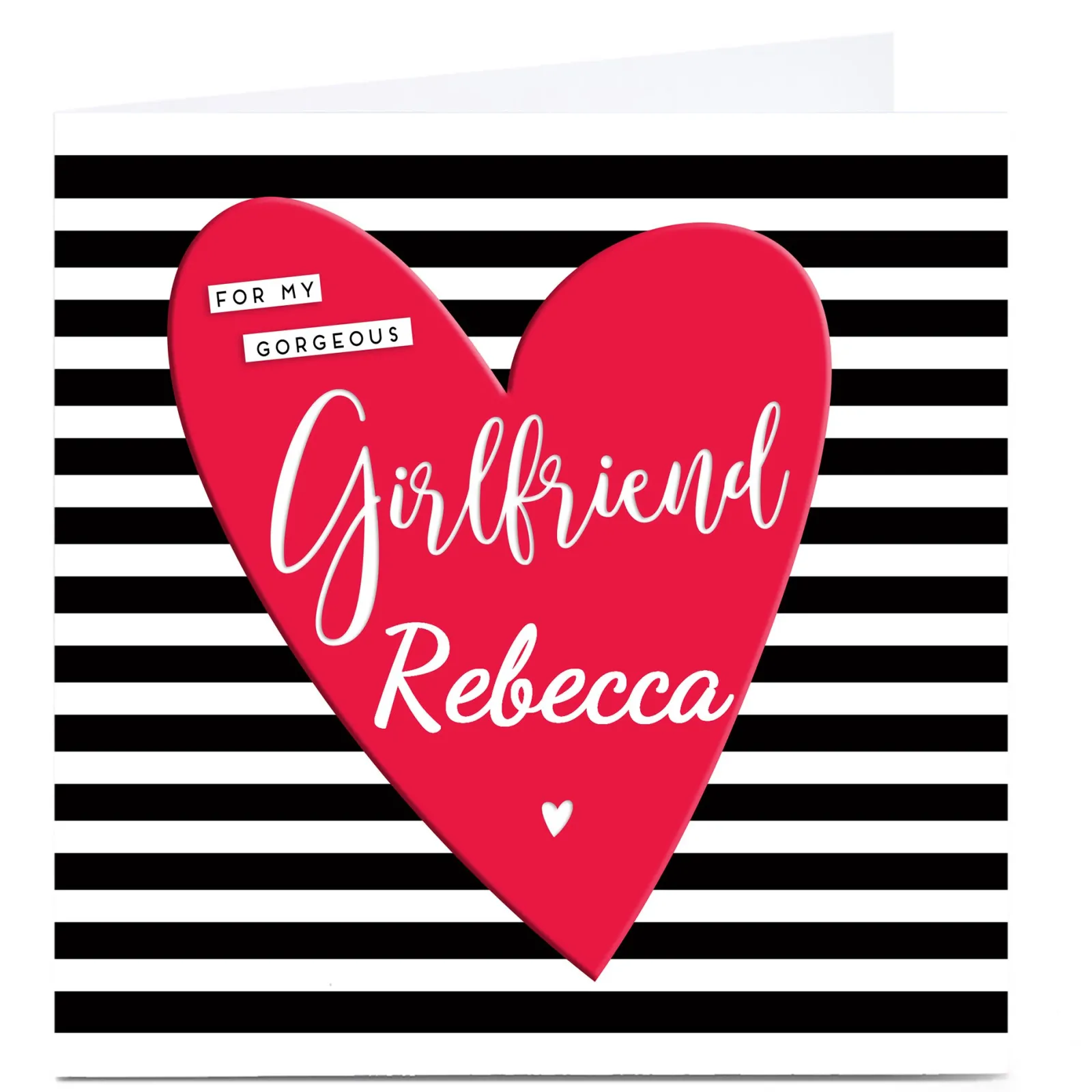 Card Factory Personalised Card - Girlfriend Monochrome Stripe