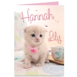 Kids Card Factory Personalised Card - Kitten Wearing A Bow
