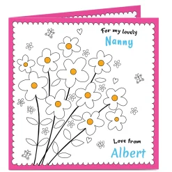 Card Factory Personalised Card - Nanny's Flowers Colour In Card