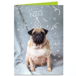 Discount Personalised Card - Party Pug, Niece For Niece|Funny