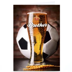 Card Factory Personalised Card - Pint & Football Brother