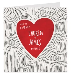Card Factory Personalised Card - Tree Carved Heart