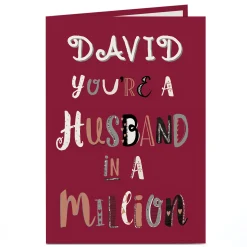 Hot Personalised Card - You're A Husband In A Million For Husband|Anniversary