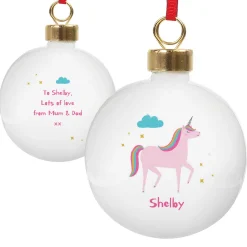 Kids Card Factory Personalised Ceramic Bauble - Unicorn