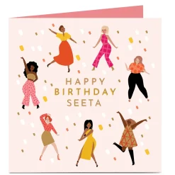 Card Factory Personalised Charity Birthday Card - Dancing Ladies