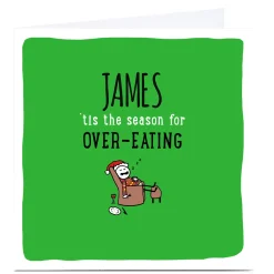 Discount Personalised Cheeky Christmas Card - Over-Eating Season Funny|Christmas