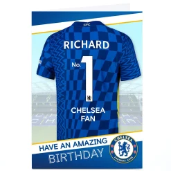 Discount Personalised Chelsea FC Birthday Card - No. 1 Fan Kids For Son|For Nephew