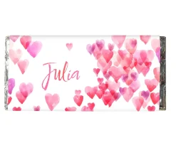 Card Factory Personalised Chocolate Bar - Watercolour Hearts