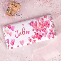 Card Factory Personalised Chocolate Bar - Watercolour Hearts