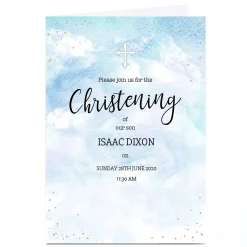 Hot Personalised Christening Card - Pastel Clouds Christening