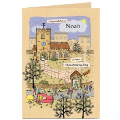 Hot Personalised Christening Card - Church Scene Christening