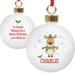 Kids Card Factory Personalised Christmas Bauble - Reindeer
