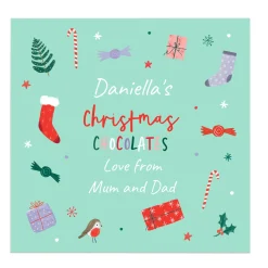 Online Personalised Christmas Belgian Chocolates - Festive Icons, Any Name Kids Chocolate & Sweets|Gifts For Couples