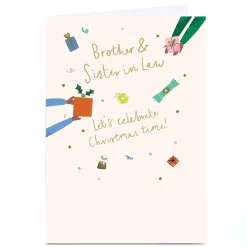 Best Personalised Christmas Card - Giving Presents, Brother & Sister-in-Law Christmas