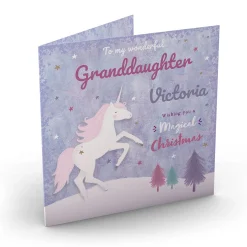 Card Factory Personalised Christmas Card - Magical Unicorn, Granddaughter
