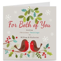 Card Factory Personalised Christmas Card - Christmas Tweetings To Both Of You