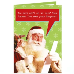 Card Factory Personalised Christmas Card - Santa's Seen Your Snapchat