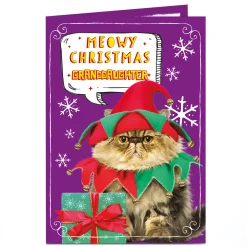 Discount Personalised Christmas Card - Meowy Christmas Granddaughter Funny|Christmas