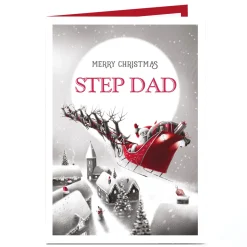 Sale Personalised Christmas Card - Santa's Sleigh Step Dad Christmas