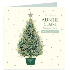 Outlet Personalised Christmas Card - Green Christmas Tree, Auntie Premium Square|Christmas