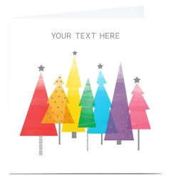 Sale Personalised Christmas Card - Rainbow Trees Christmas