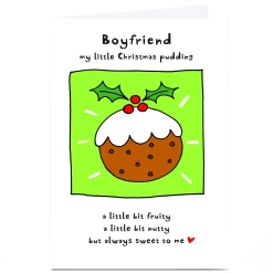 Hot Personalised Christmas Card - Boyfriend Christmas Pudding Funny|Christmas